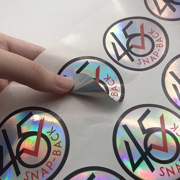 custom Holographic Circle Rainbow Logo Stickers Store Name Gift Seal Color Change Decoration Labels Bottle Lid Decal Colorful