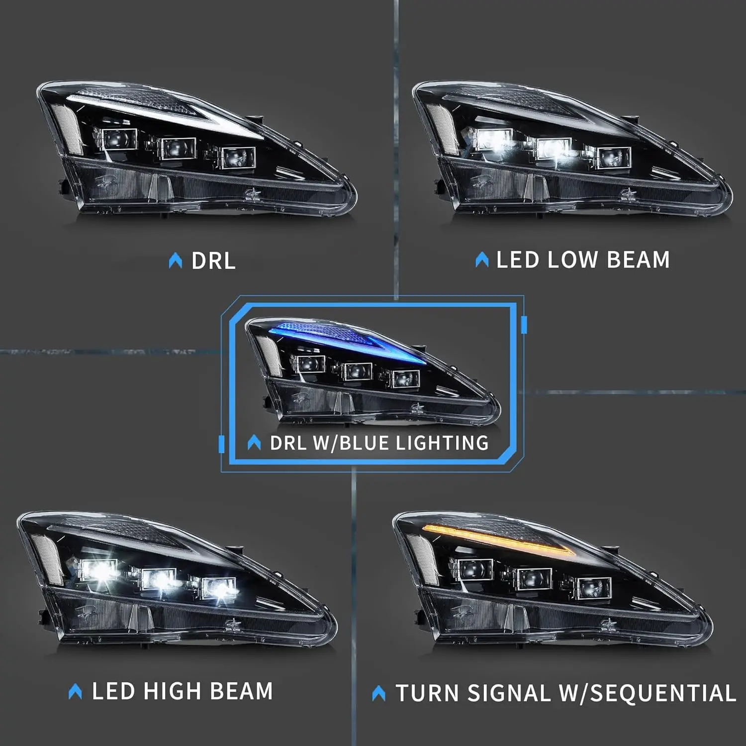 Projecteur LED pour éclairage de sauna, compatible avec Lexus IS250/IS250C IS350/IS350C IS220d 2006-2012, ISF 2008-2014 avec Star-up Blue Li