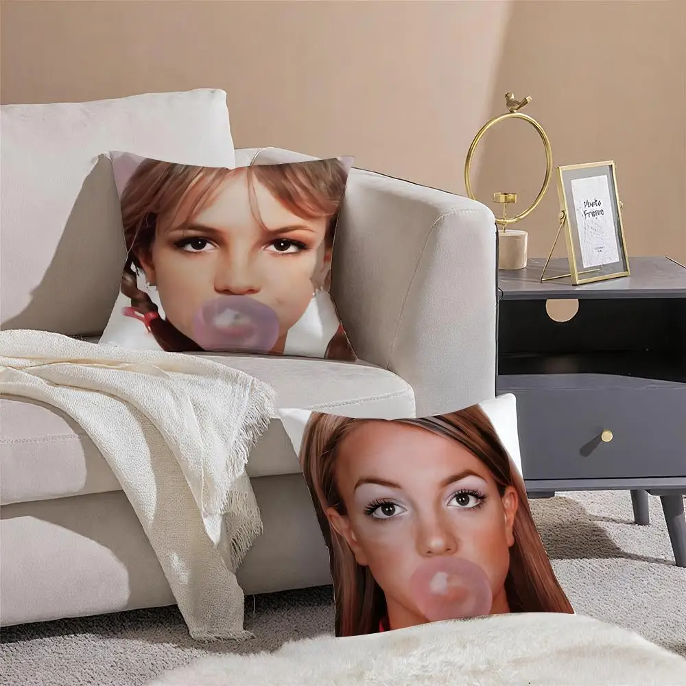Pop Superstar B-Britney Spears Cushion Cover Pillowcase Short Plush Invisible zipper Room Sofa Cushion Cover