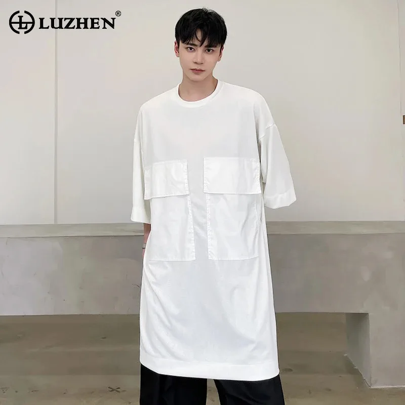 

LUZHEN с карманами, короткая, большая, 2029, дизайнерская мешковатая летняя футболка с персонализированными рукавами, мужские стильные оригинальные красивые уличные топы JY2648