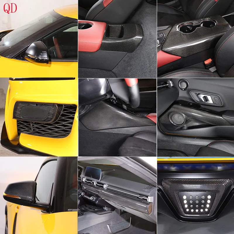 For Toyota GR Supra MK5 A90 2019-2025+ Real carbon fiber Car Dashboard Center Console Shift Panel Cover Sticker Decoration Kit