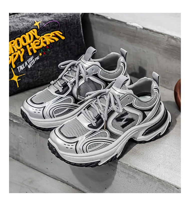 Men's Chunky Dad Sneakers Breathable Mesh Running Shoes 3 Colors – Detail 22