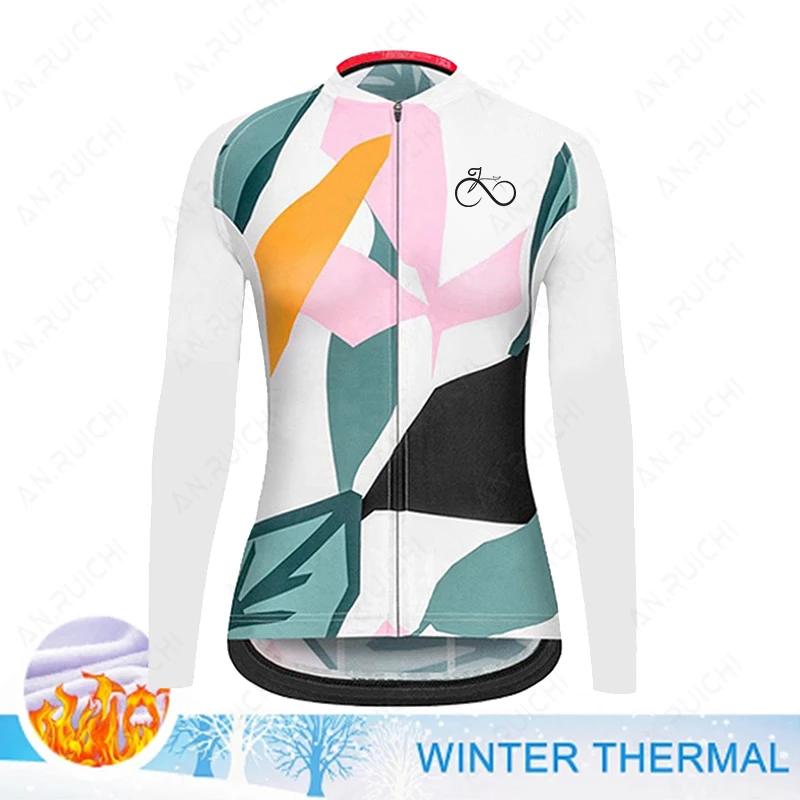 2023 Winter Warm Fleece Cycling Jerseys Women Fashion Bike Clothes Mountain Outdoor Triathlon Wear Bicycle Shirts Ropa Ciclismo