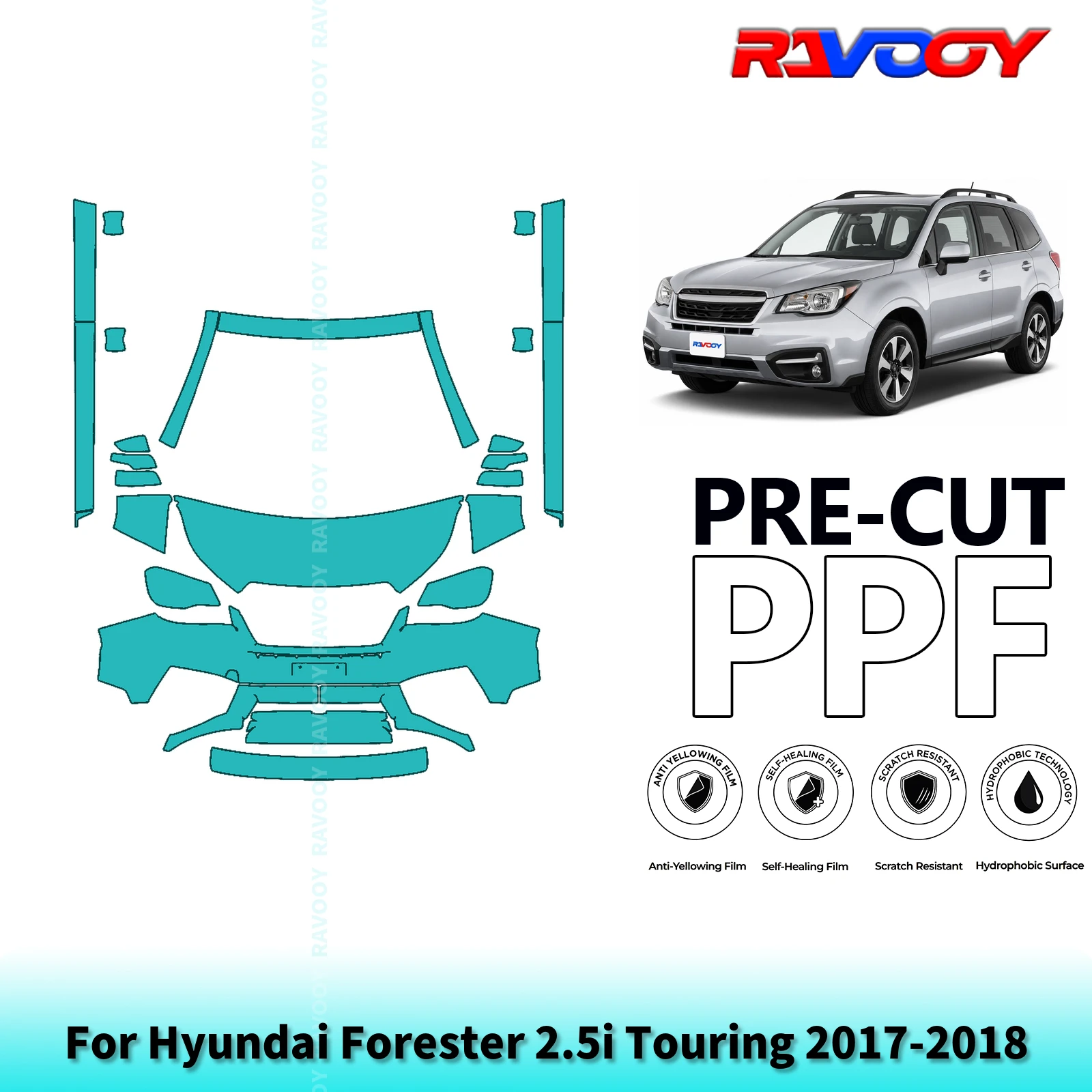 For Hyundai Forester 2.5i Touring 2017-2018 Partial Front+Rockers 8.5Mil Pre-Cut Paint Protection Film PPF Kit Clear/Matte/Black