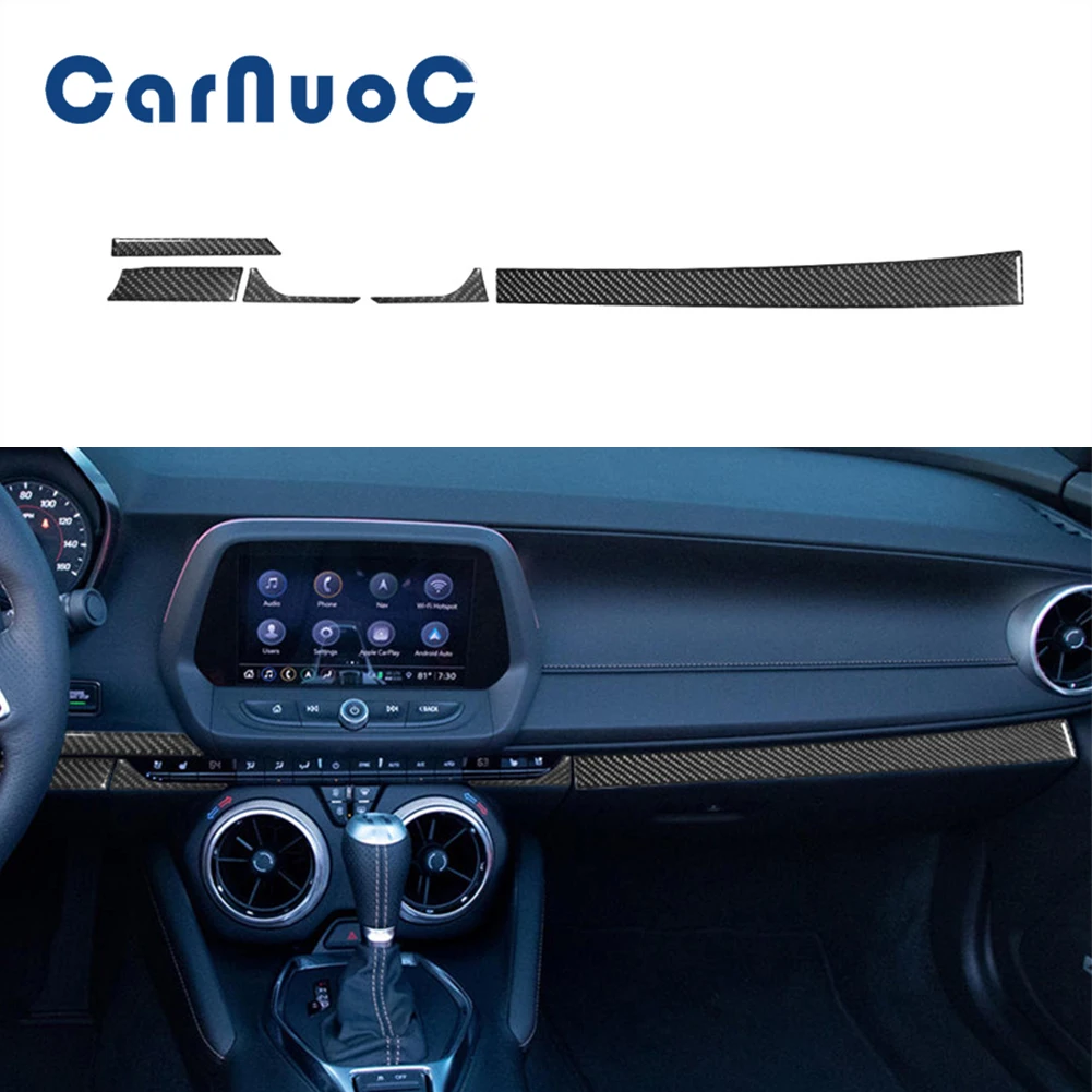 

5pcs/set Car Dashboard Trim For Chevrolet Camaro 2016 2017 2018 Decoration Accessories Carbon Fiber Stickers Interior Cover Trim