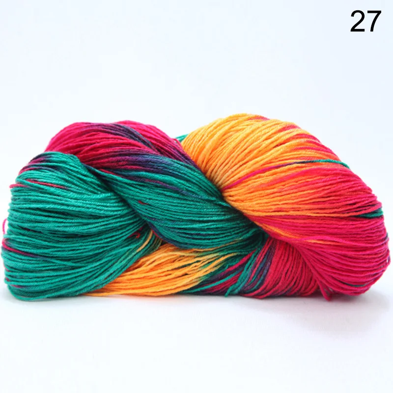 50g Colorful Rainbow Segment Dyed Wool Yarn Soft Hand-Woven Thickness Wool Yarn DIY Scarf Shawl Sweater Hat Sewing Supplies