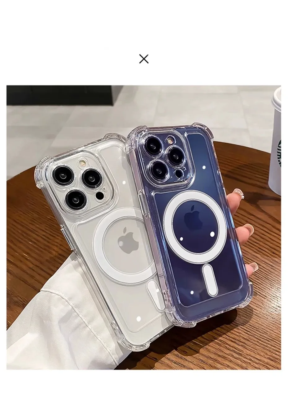 Luxury For Magsafe Shockproof Clear Case For iPhone 18 17 16 15 14 13 12 Pro Max Plus Magnetic Wireless Charge Transparent Cover