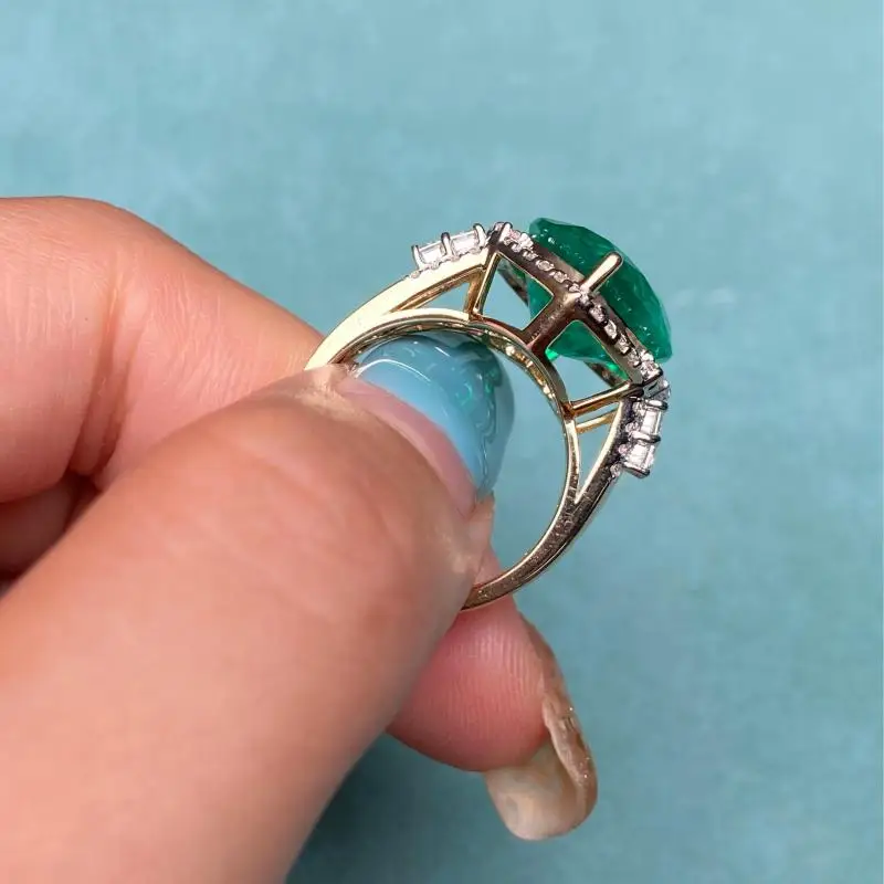 RUIF 2025  Hot Sale Classic Style 9K 10K 14K 18K And Lab Grown Diamonds And 12mm Lab Grown Emerald  Rings Heart Shape