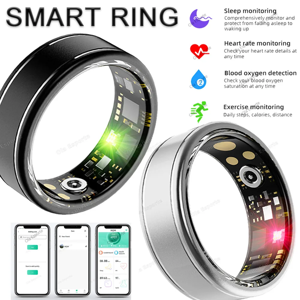 Anneaux de santé intelligents, moniteur de pression artérielle, de fréquence cardiaque, d'oxygène dans le sang, de sommeil, cadeau de Fitness pour amis, collègues en famille, Smartring