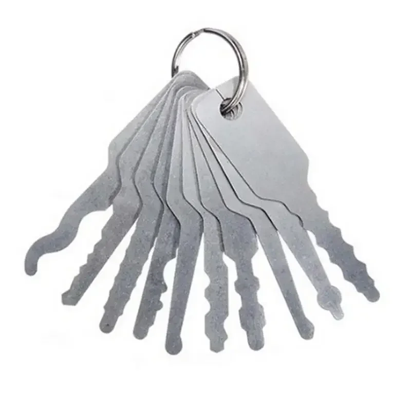 10Pcs/set Car Unlock Door Open Keys Dual Sided Jiggler Keys Car Repair Tool Stainless Steel Repair Accessories