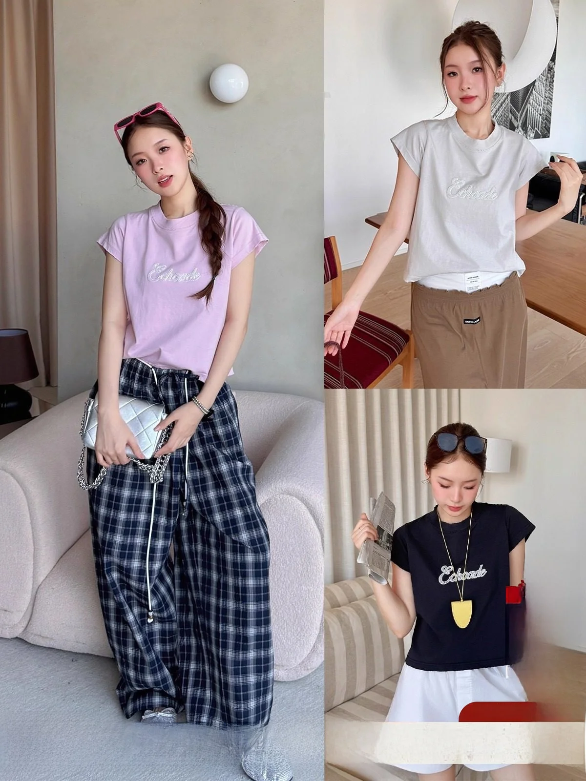 

Waed ort Sve round Ne T-irt Waistline ade Hand-Pied Store Women's Faion Summer Cotton Moisture-ng