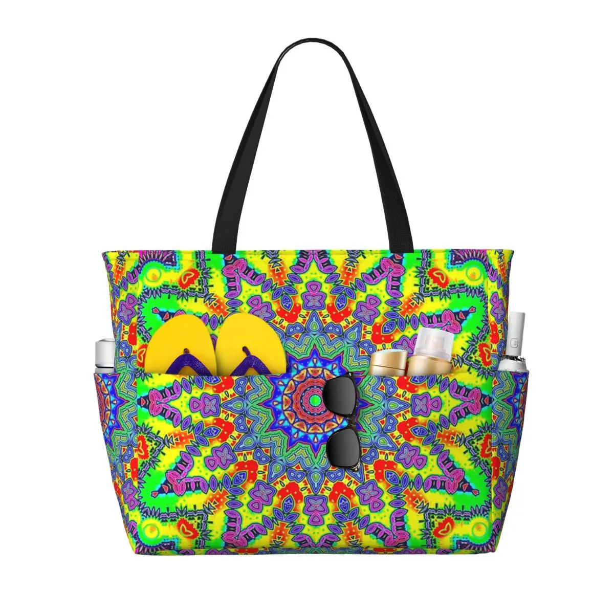 

Psychedelic Trippy Acid LSD Art Beach Tote Bag Sport Gym Yoga Duffle Large Tote Bag Women Travel Bag Fitness bag