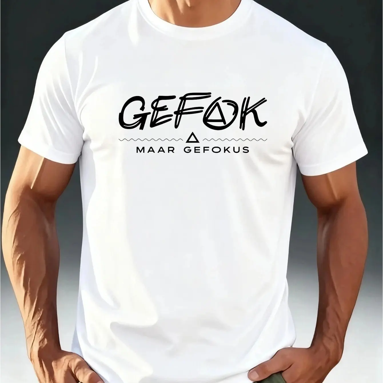 Men's GEFOK MAAR GEFOKUS T-shirt Funny Dutch Slang Quote Print Tee Casual Cotton Internet Meme Humor Tops