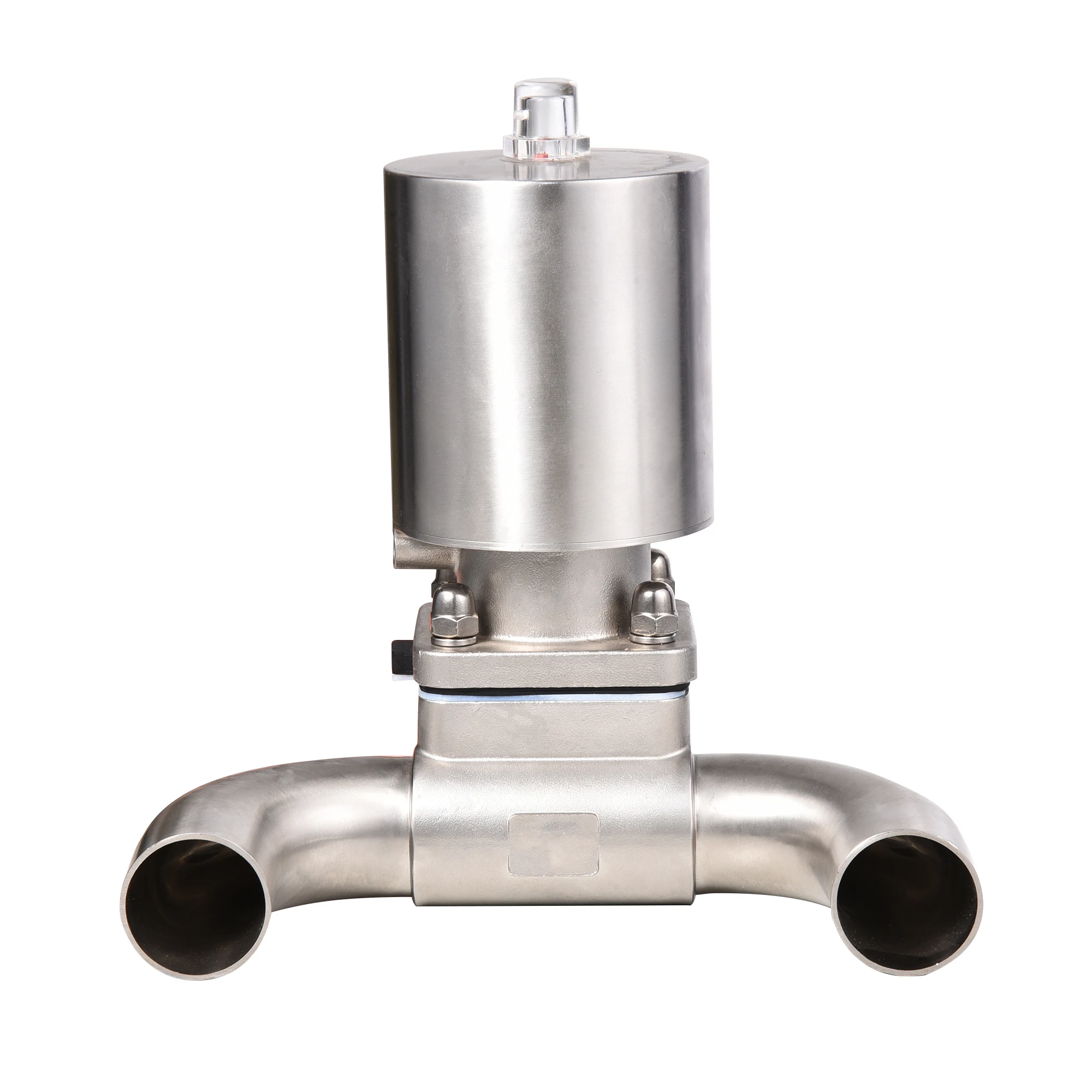 Food Grade Stainless Steel SS316L Three Way U Type Aseptic Sanitary Pneumatic Tri Clamp Diaphragm Valve