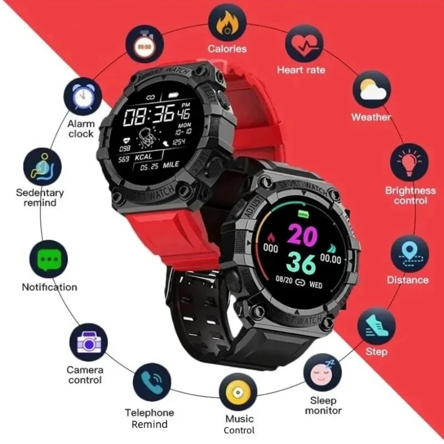 Smart Watch Fitness Bracelet - Sport Pedometer with Music Control, BT Connection, Clock, Alarm, Weather & Message