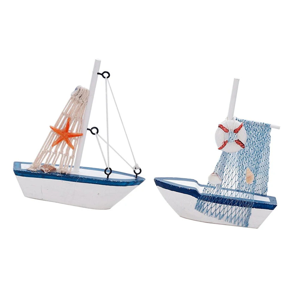 

2Pcs Wooden Sailboat Decor Creative Car nament Household Miniature Model Craft Home Office Bedroom Table Statue