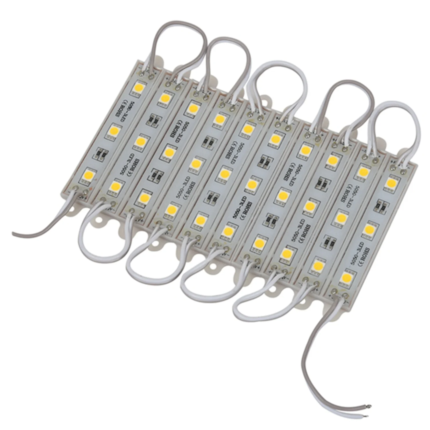 LICE-2X10pcs 5050 SMD 3 LED Module LED Strip String Light Waterproof DC 12V Cool White & Warm White