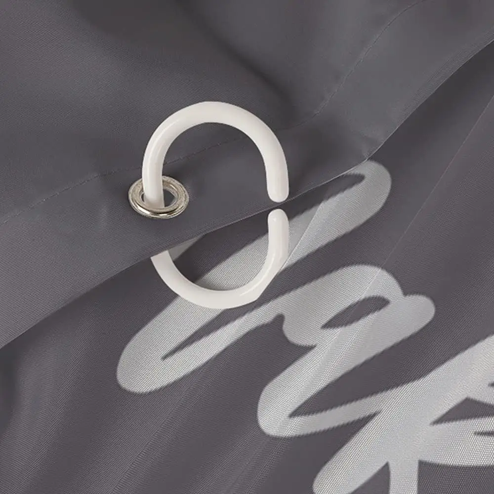 ستارة الدش المضحكة اللطيفة للحصول على خلفية رمادية عصرية وكلمات بيضاء قابلة للغسل في الغسالة مجموعة ديكور الحمام مع #5