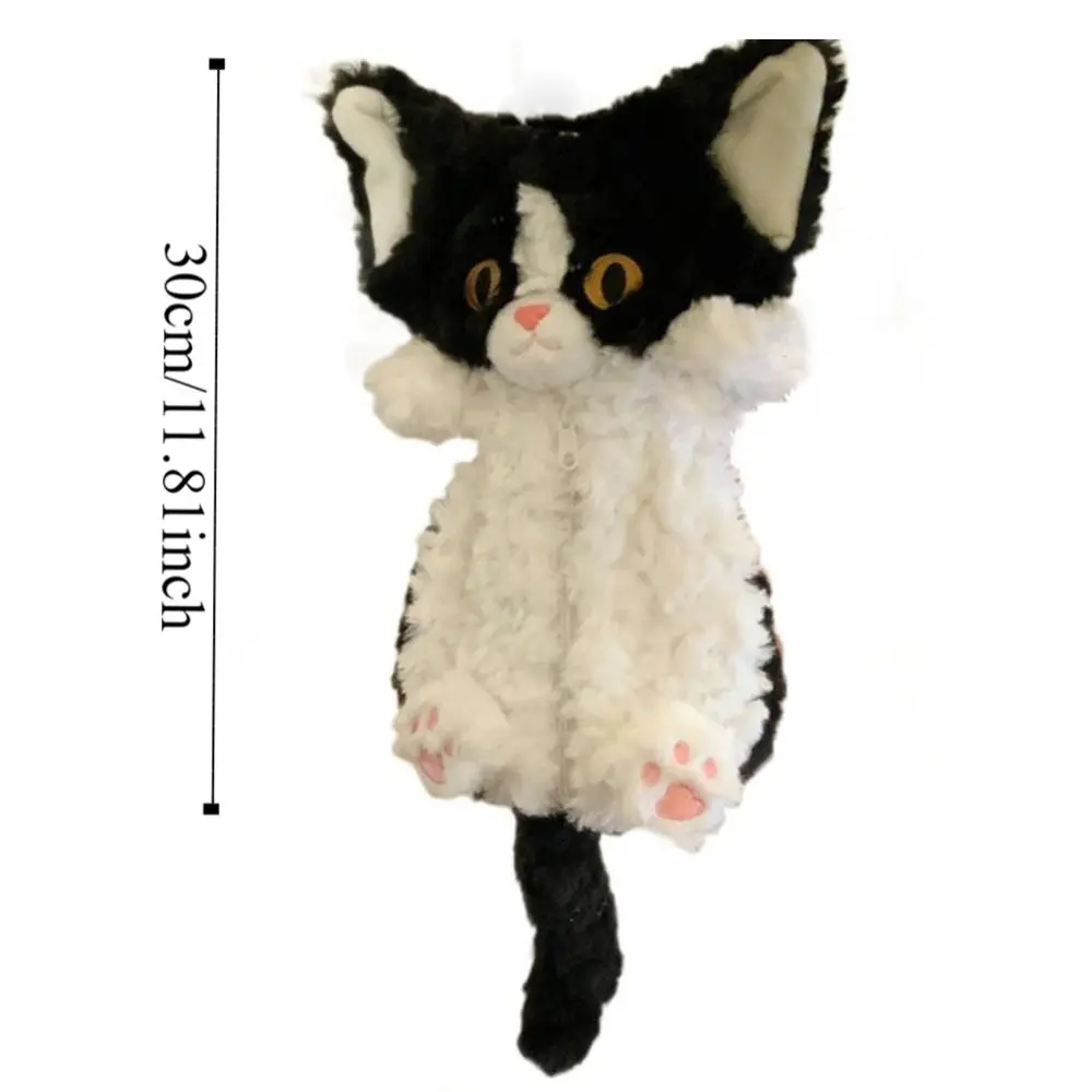 Tempat Pensil Tas Pensil Kucing Ekor Panjang Tas Alat Tulis Kucing Simulasi Kantong Pena Kucing Kartun Kapasitas Besar Anak-anak