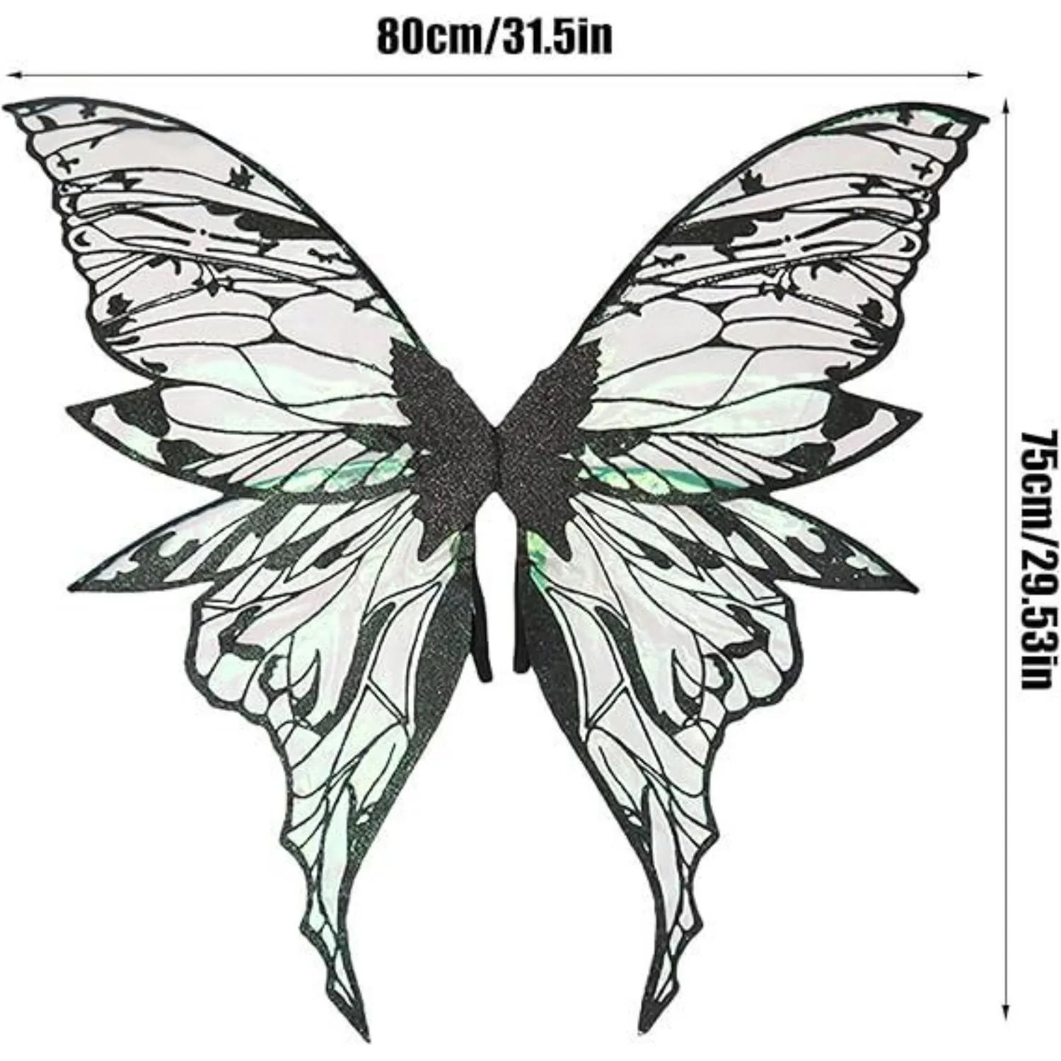 Zestaw skrzydeł wróżki dla dorosłych i dzieci - zielone skrzydła motyla z kwiatową koroną, idealne na Halloween i cosplay ‌