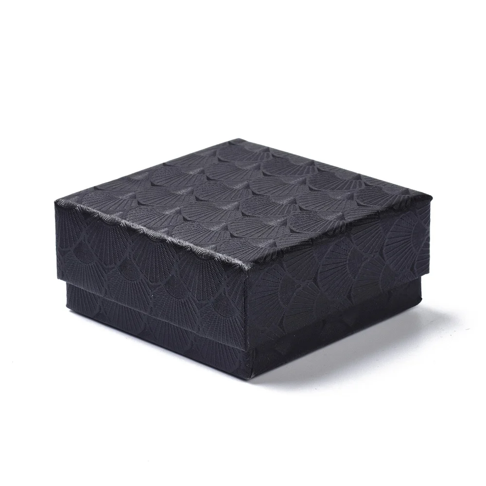 

24pcs Cardboard Jewelry Gifts Boxes Square for bracelet Earring Rings packing display box 7.5x7.5x3.6cm with Black Sponge