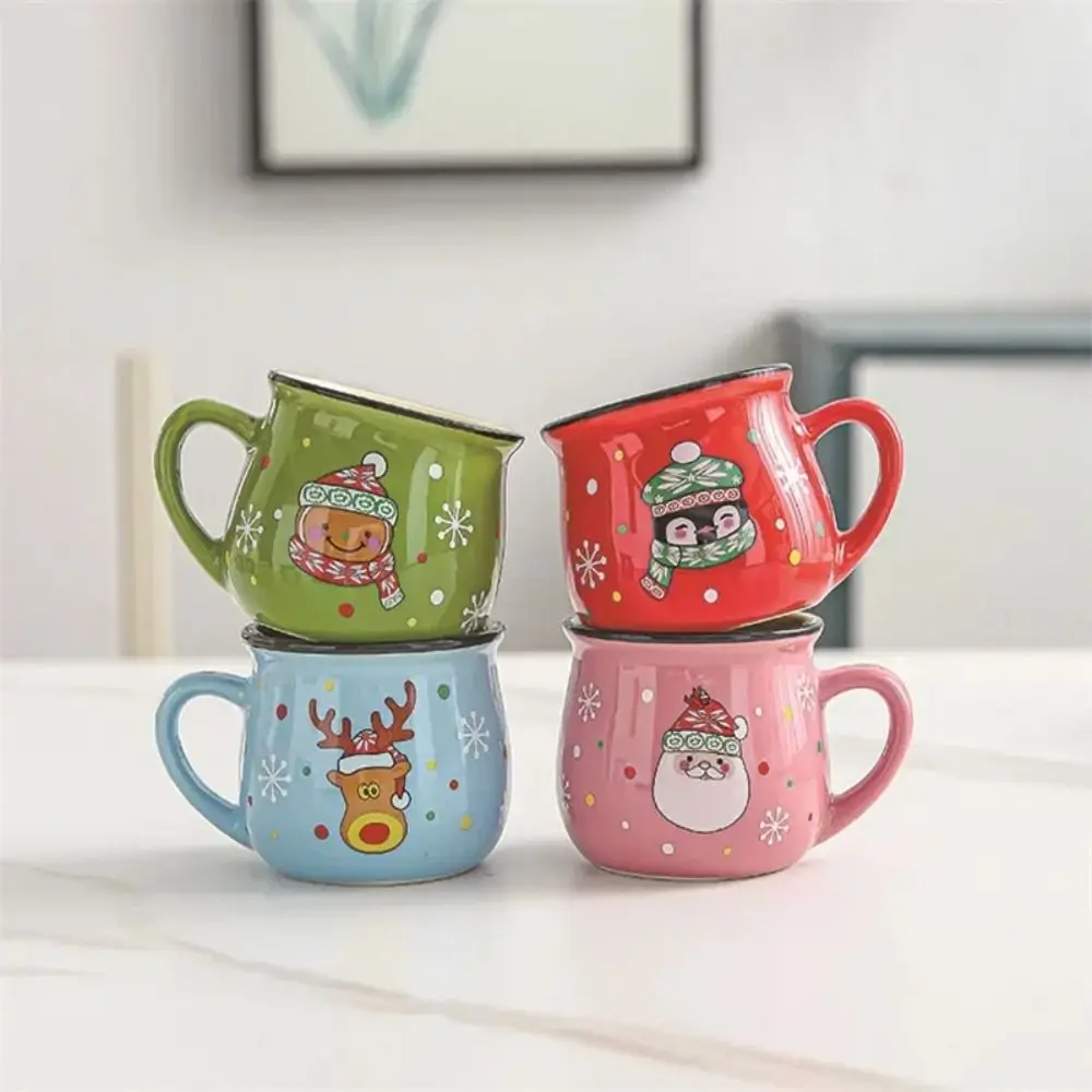 Creative Cartoon Santa Ceramic Christmas Mug Leak-Proof Drinkware Coffee Mug Breakfast Cup 150ML Coffee Cup