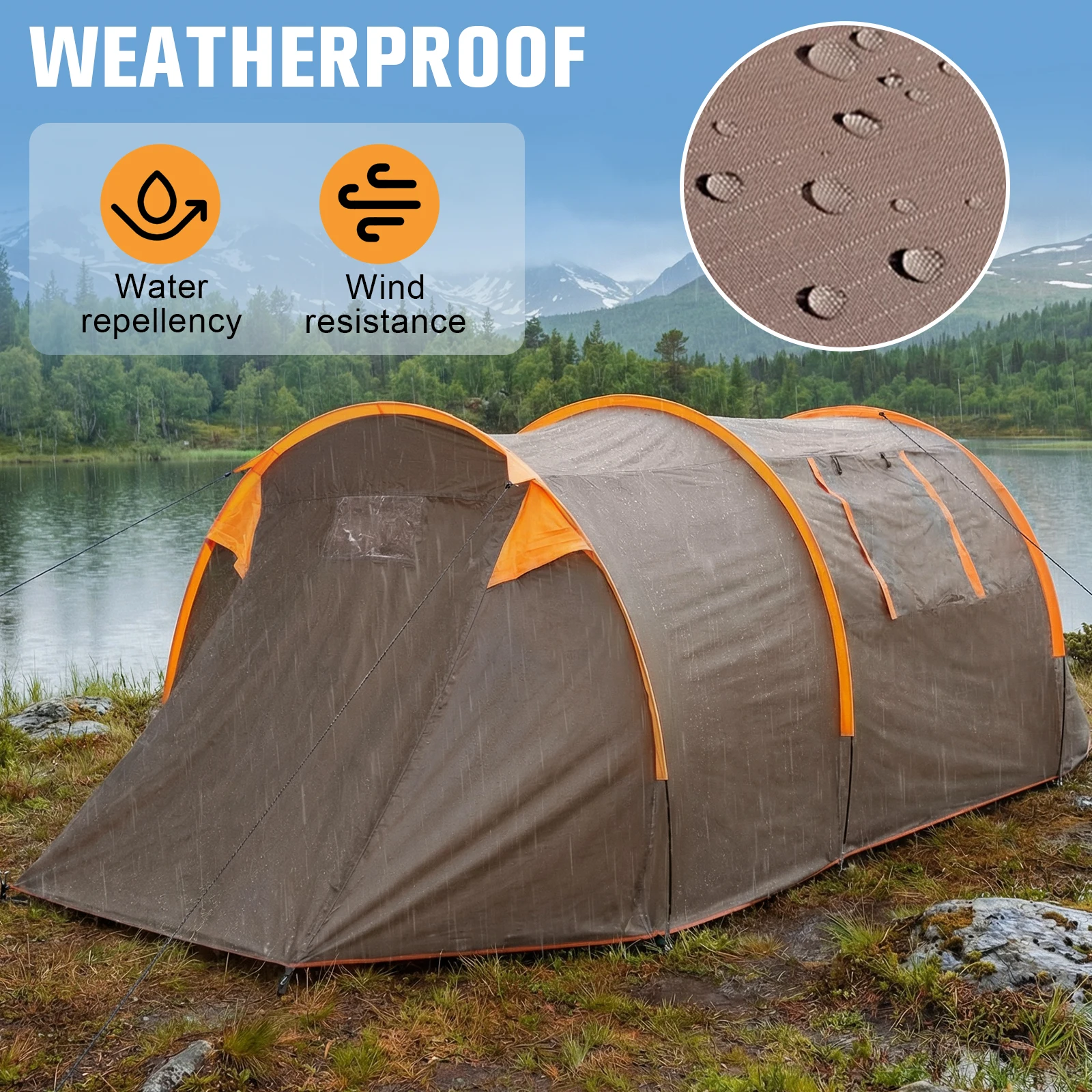 

Oxford 2-Person Backpacking Tent Windproof 4 Season Tent Rainproof Lightweight Tent for Camping & Hiking