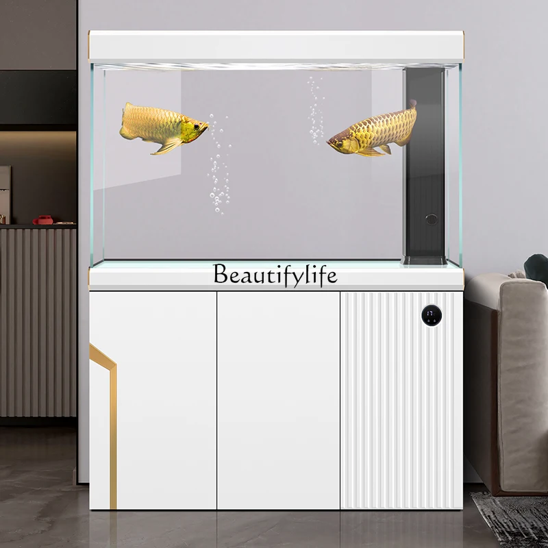 Fish tank living room household ultra-white glass small aquarium bottom filter all-in-one machine