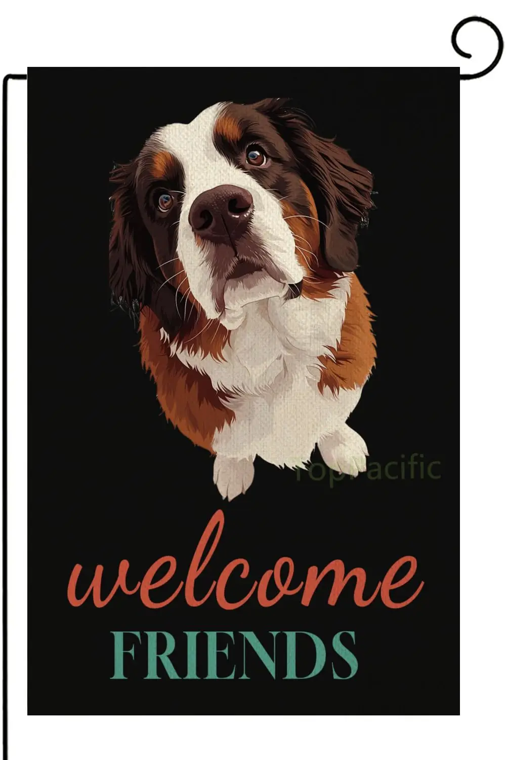 Saint-Bernard Welcome Friends Dog Garden Flag 12x18 Double Sided, Small Linen Dog Garden Yard Flags Welcome Friends Funny Garden