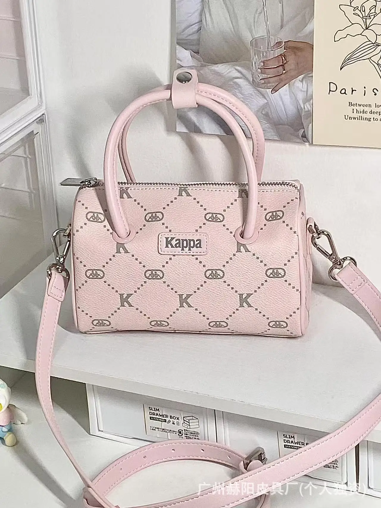 Kappa Casual Versatile Commuter Crossbody Cylinder Bag Matte Leather Handbag Shoulder Bag