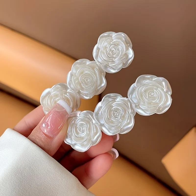Retro Kamelien-Haarspange, Sanft und Vielseitig, Fransen-Clip, Kanten-Clip, Kopfschmuck, Kleine Rosen-Haarnadel, Sommer-Kopfschmuck – Detail 4