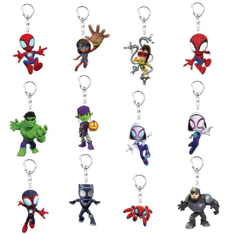 12pcs Spidey and His Friends Keychains Kids Birthday Party Supplies Gift Bag Fillers Stuffer School Carnival Reward Party Decor