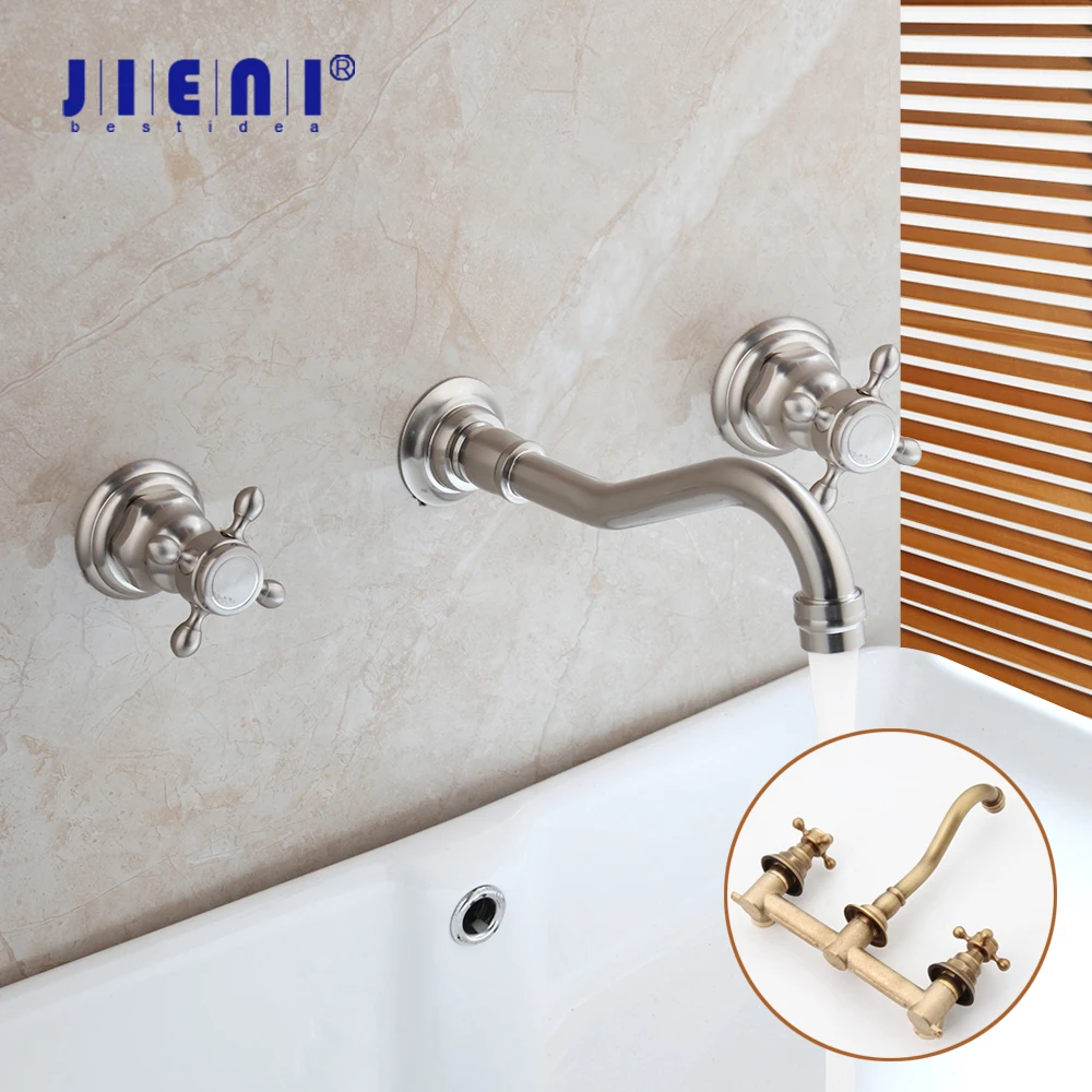 

JIENI Antique Brass Bathtub Mixer Bathroom Faucet 2 Handles Black Water Wash Basin Sink Mixer Tap Faucet Deck Mounted Mixer Tap