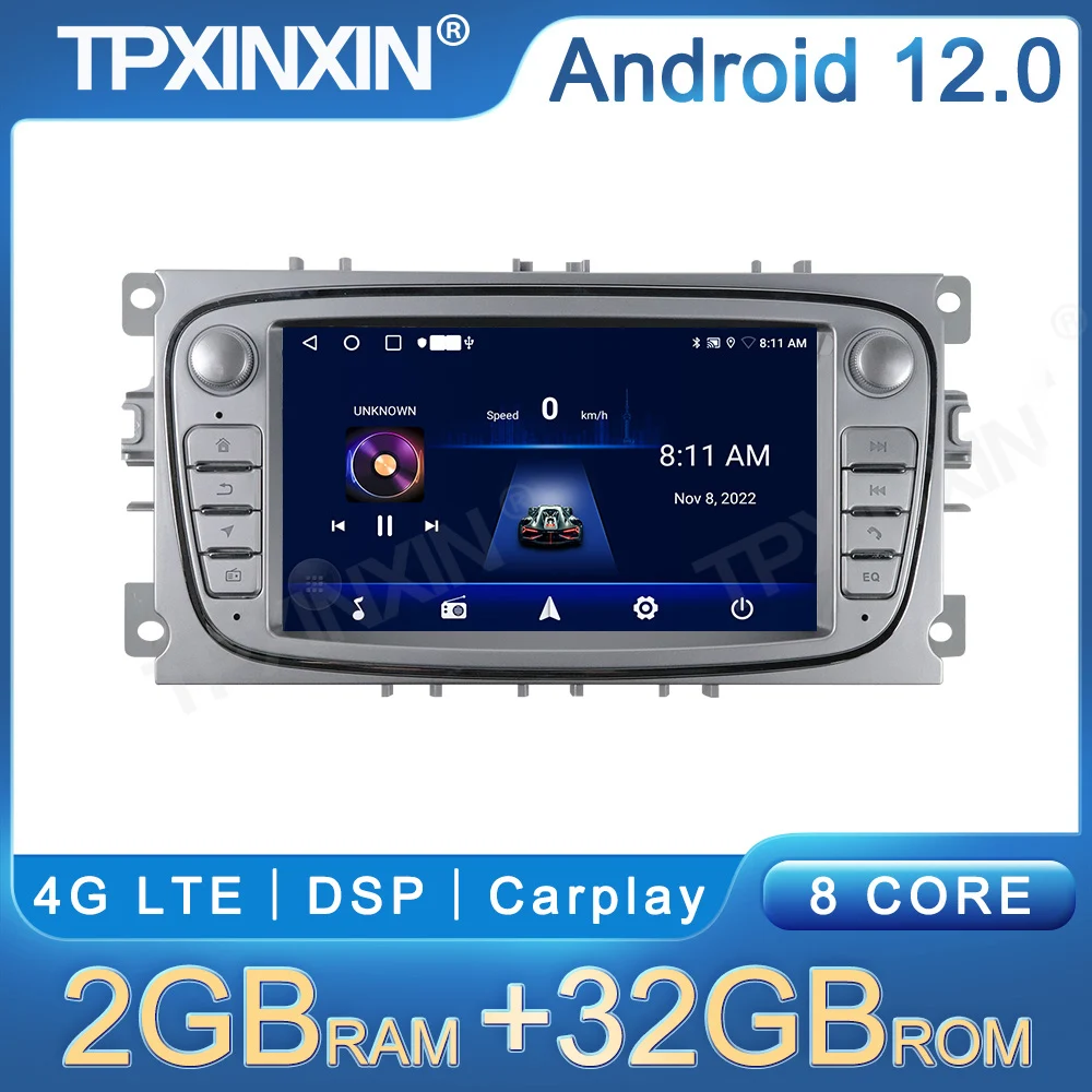 Car Android CarPlay Radio Multimedia Player For Ford Focus S-Max Mondeo 9 Galaxy C-Max GPS Navigation Video NO DVD 2din 2 din