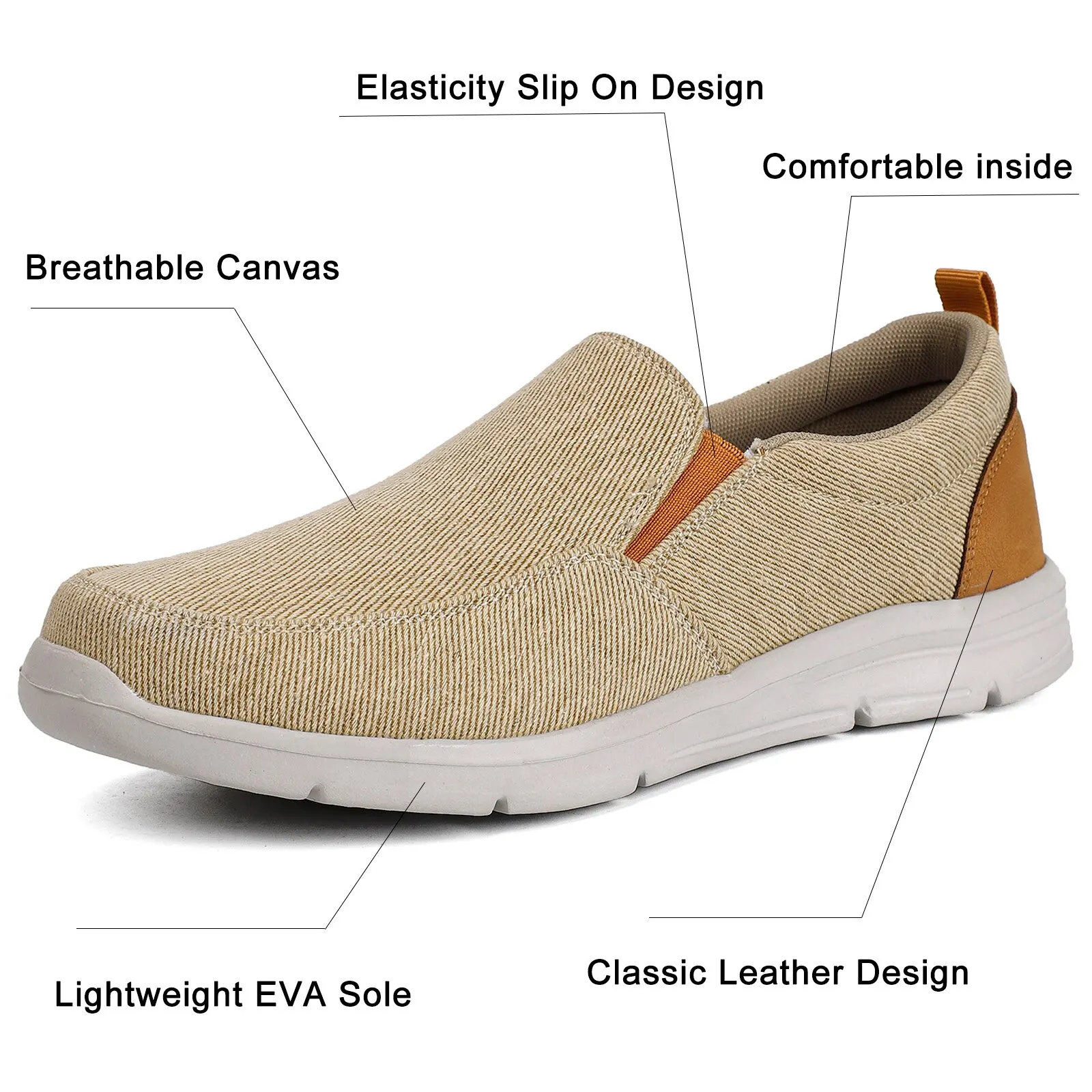 Men Shoes Canvas Shoes For Men Breathable Comfortable Slip On Walking Sneakers Classic Men Loafers