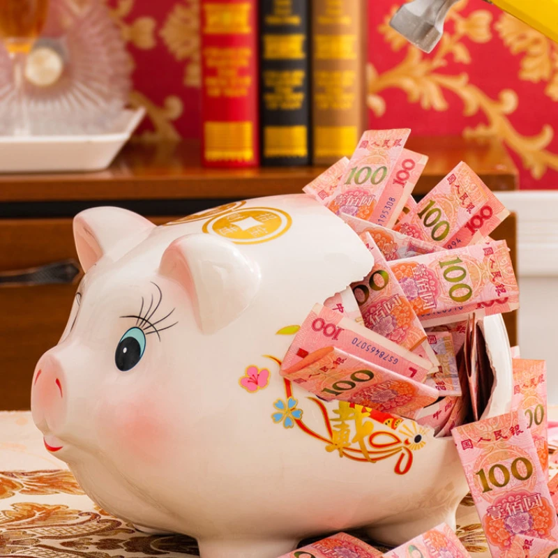 

Secret Coin Money Box Bank Gift Kids Cartoon Cute Ceramic Hidden Safe Pig Piggy Bank Paper Money Tirelire Home Decoration 50