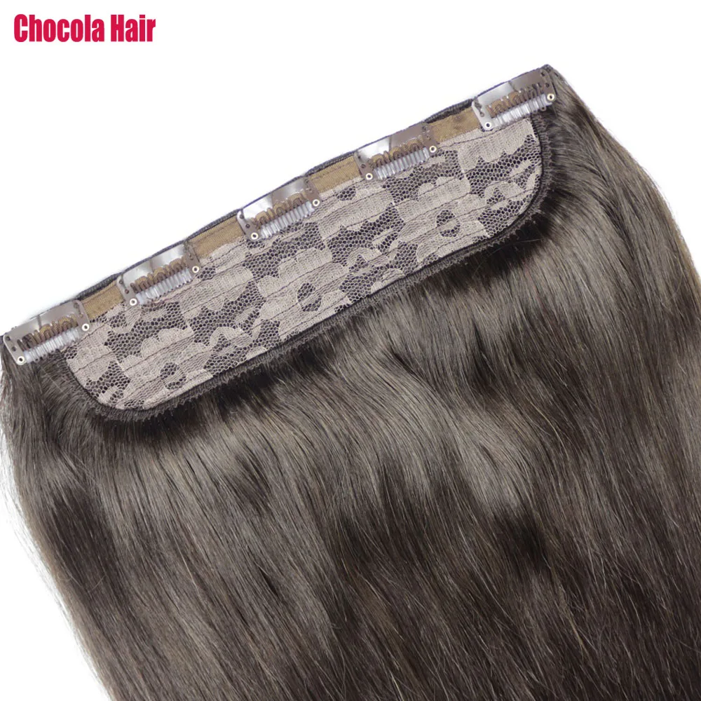 Chocola  Brazilian Remy Clip in Human Hair Extensions 1pcs set Clip In Human Hair Extensions Dark Colors