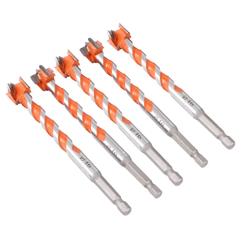 Abridor de agujeros para carpintería, broca de rosca larga, lote de viento, mango hexagonal, cerradura de puerta de madera larga, herramienta de perforación de plástico