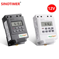 SINOTIMER 30AMP Control Load DC 12V TIMER SWITCH 7 Days 17ON/OFF Programmable 24hrs Digital Time Relay Din Rail Mount