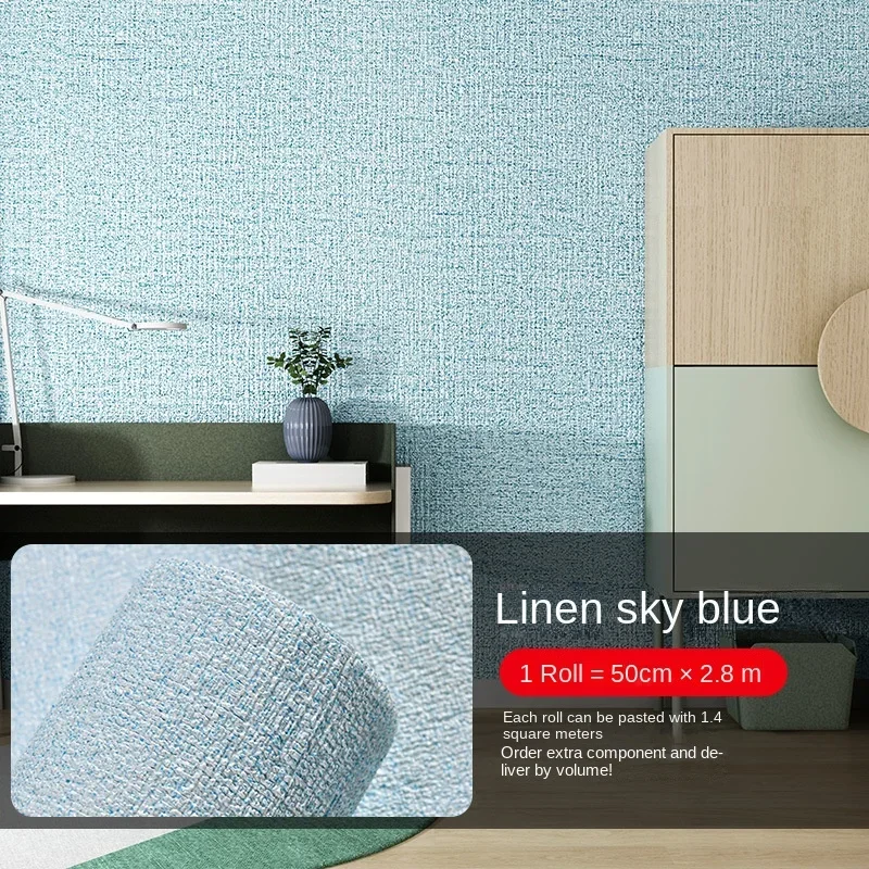 3d Dikker Zelfklevend Thermisch Isolatiebehang Linnen Effen Kleur Decor Muurstickers Renovatie Anti-Collision Behang