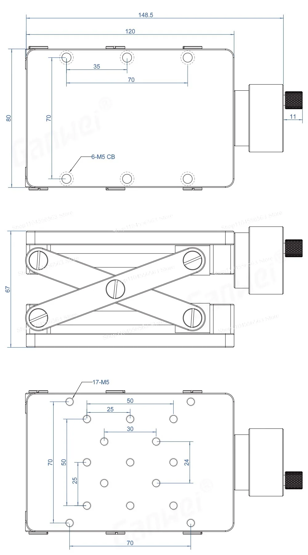 

Aluminum Alloy Precise Manual Lift Platform Lab Jack Elevator Scissor Type Lifting Travel 55mm