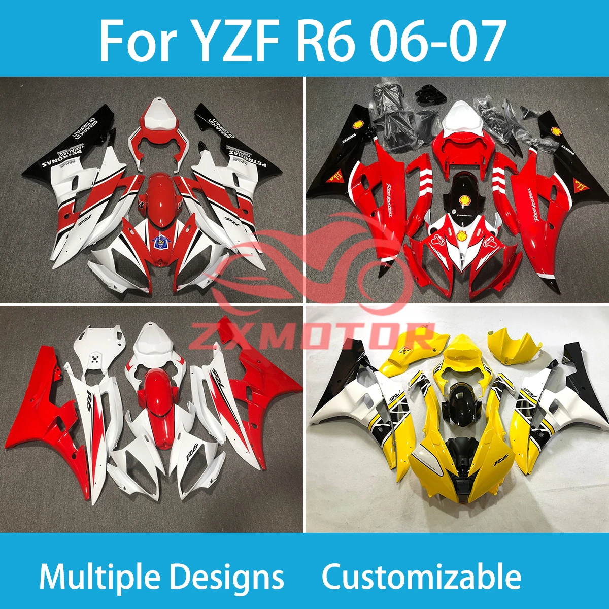 

Комплект гоночного обтекателя для Yamaha YZF R 6 2006 2007, установка гоночного мотоцикла, индивидуальные обтекатели кузова R6 06 07