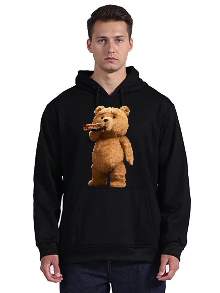 Fashion Sweatshirt Comfortable Breathable Cotton Pullover Streetwear Kawaii Clothes Lovely Ted Bear Drink Beer Poster Hoodie