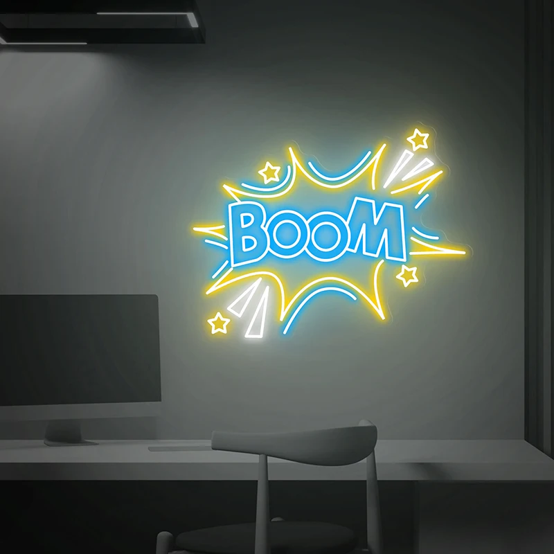 Imagem -03 - Boom Neon Sign Custom Festa Lojas de Varejo Loja Bar Clube Night Light Pop Art Arcade Room Wall Decor Lâmpada Led Presentes Personalizados