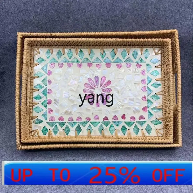 LH   woven colorful shell Gesang flower fruit tray multi-functional two-piece set