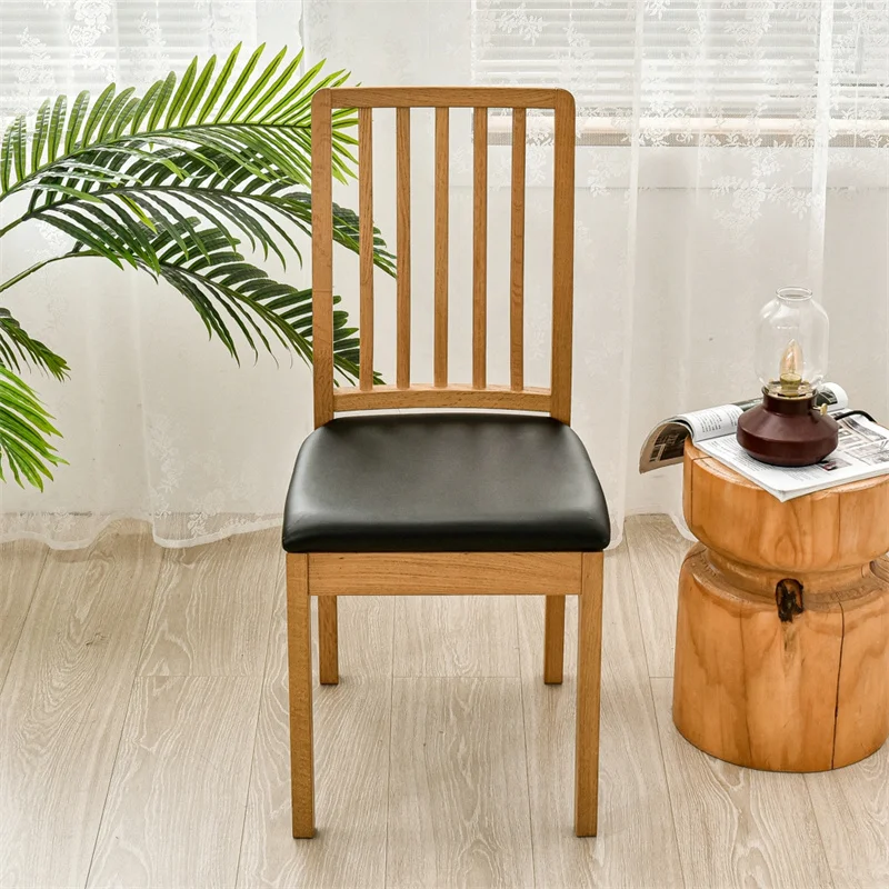 Wasserdichter Stuhlkissenbezug für Küche, Esszimmer, Ledersitzbezug, Esszimmerstuhl-Sitzkissenbezug, einfarbig – Detail 4