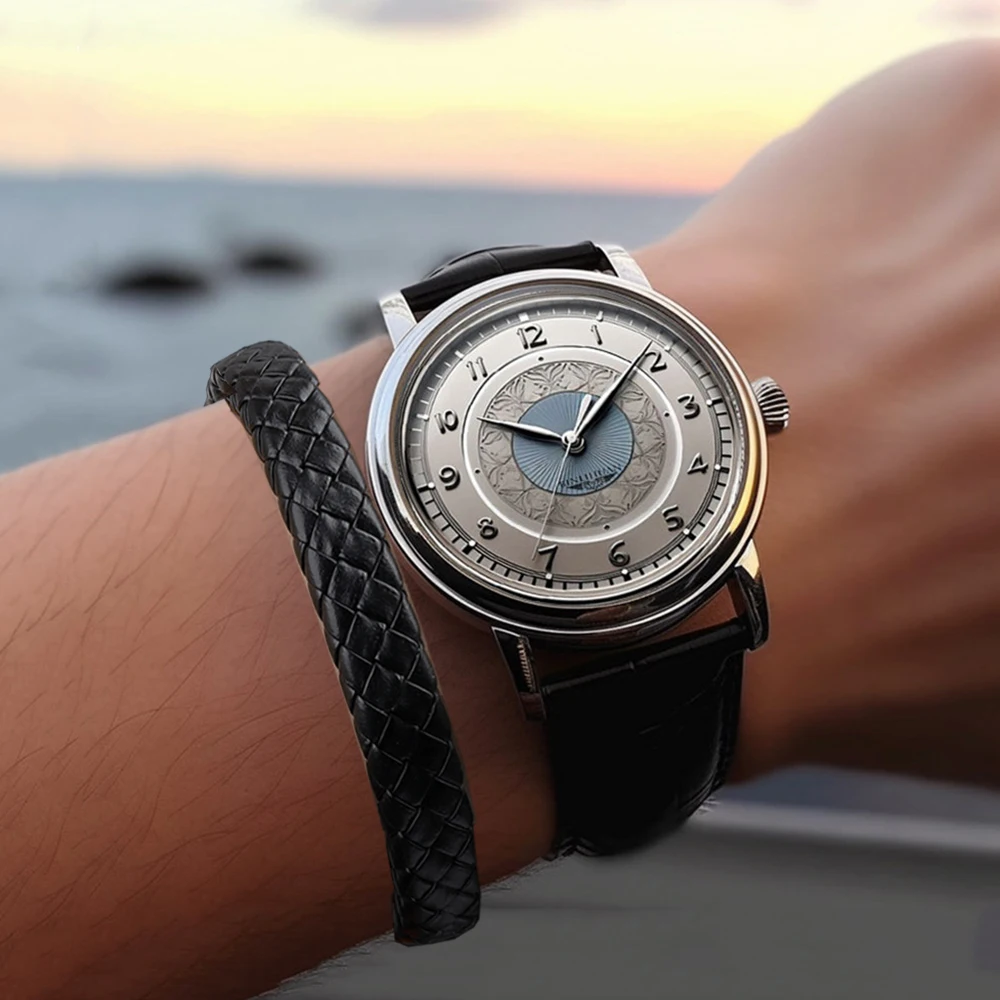 Часы, комплект из 2 предметов, бесплатный браслет, модные мужские деловые черные кожаные водонепроницаемые кварцевые часы