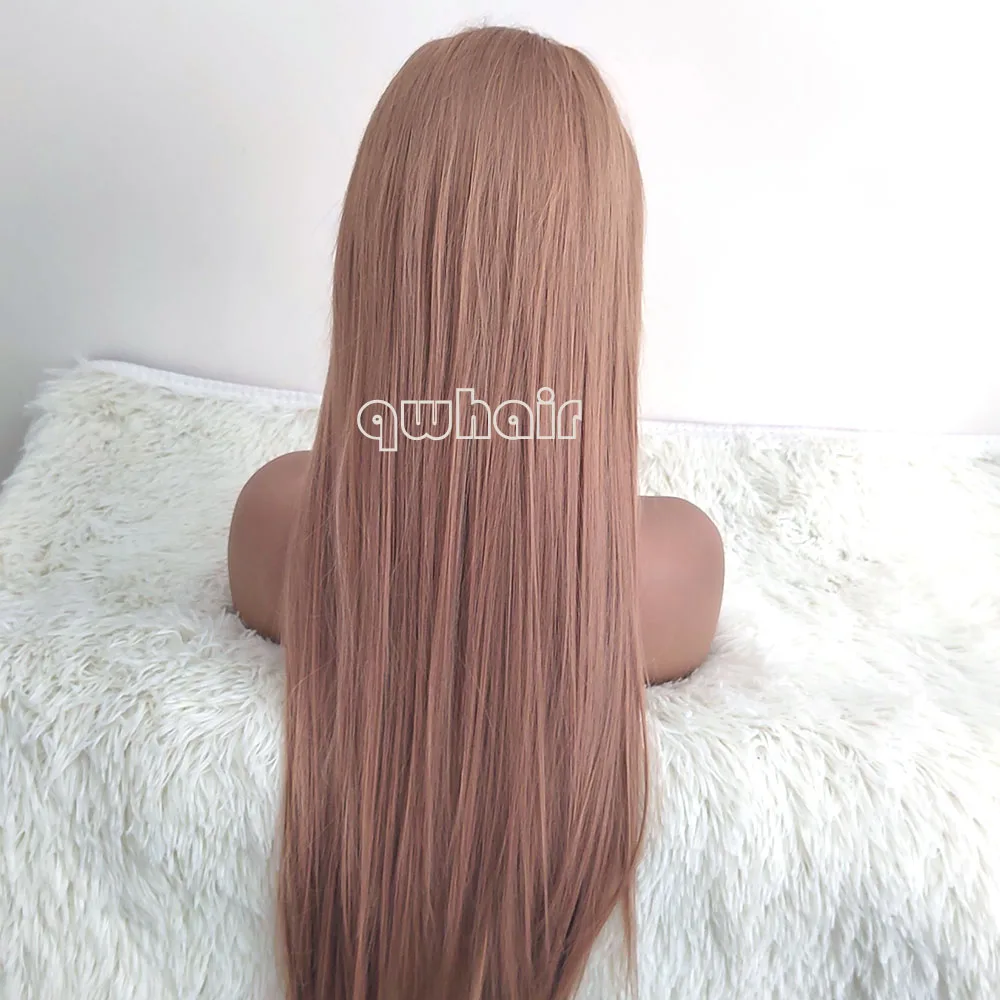 QW Synthetic Hair Straight Bnags Fringe Lace Front Wigs for Women  Frontal Wigs  Glueless Heat Resistant Fiber Party Cosplay