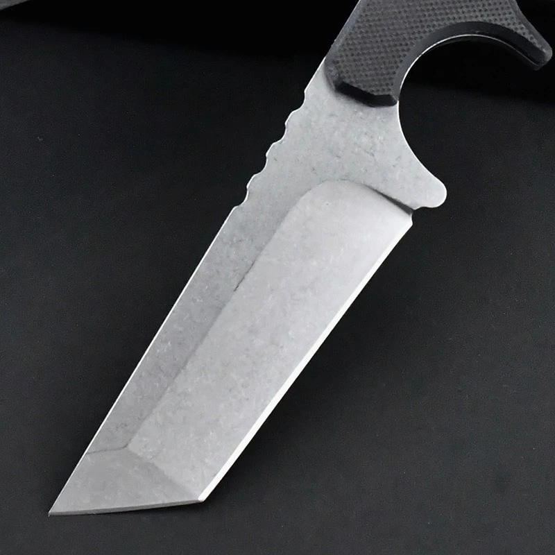 Mini TAC Straight Knife - 8Cr13Mov Blade G10 Handle Portable Outdoor Sharp Fruit Knife for Camping and Fishing Men's Gifts