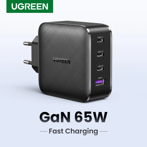 UGREEN 65W GaN Зарядное Устройство Quick Charge 4.0 Type C для iPhone и MacBook — пример использования